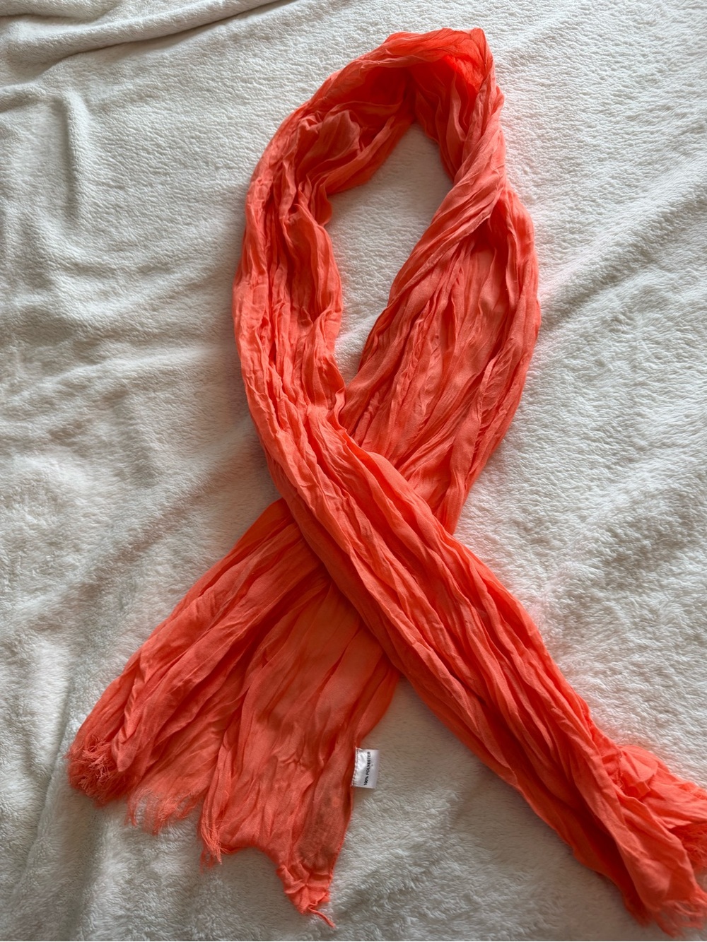 Lightweight Orange Crinkle Scarf